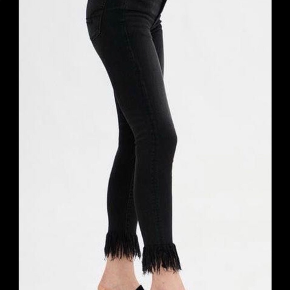 Black fringe high waisted jeans- worn once